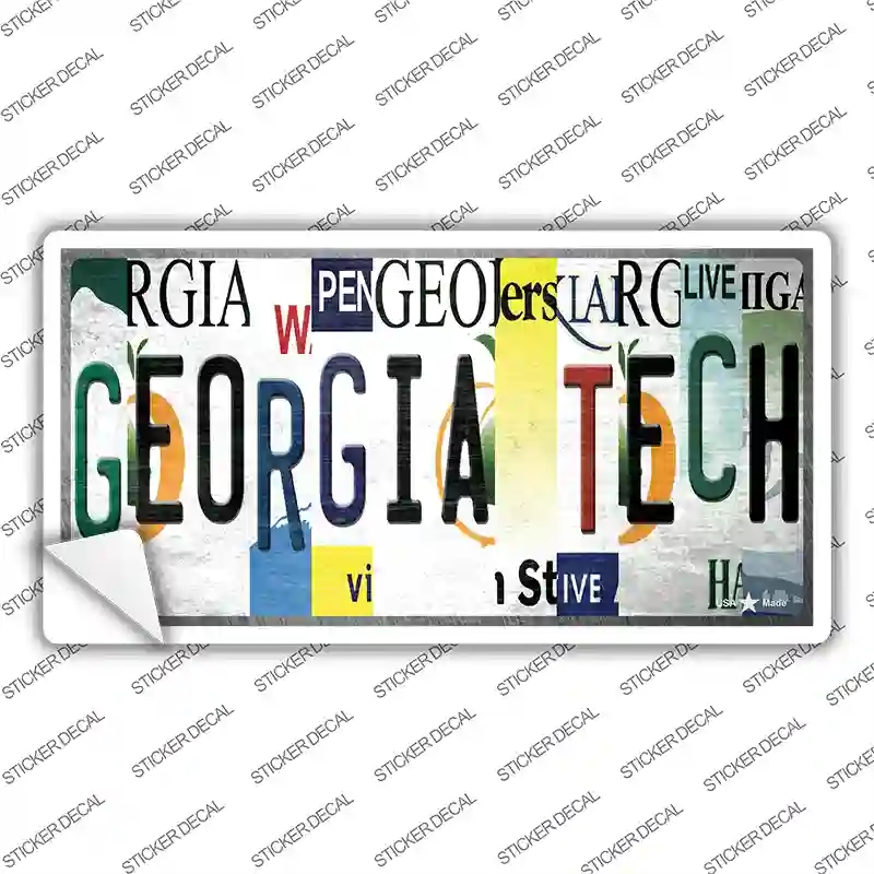 LP-13280s-L Georgia Tech Strip Art Novelty Sticker Decal - Large