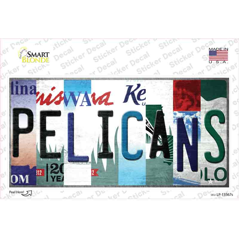 LP-13567s-M Pelicans Strip Art Novelty Sticker Decal - Medium