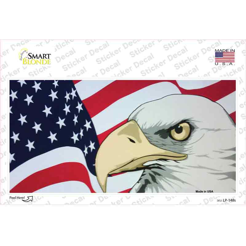 LP-148s-M American Flag with Eagle Novelty Sticker Decal - Medium