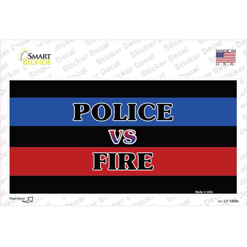 LP-1498s-M Police Vs. Fire Novelty Sticker Decal - Medium