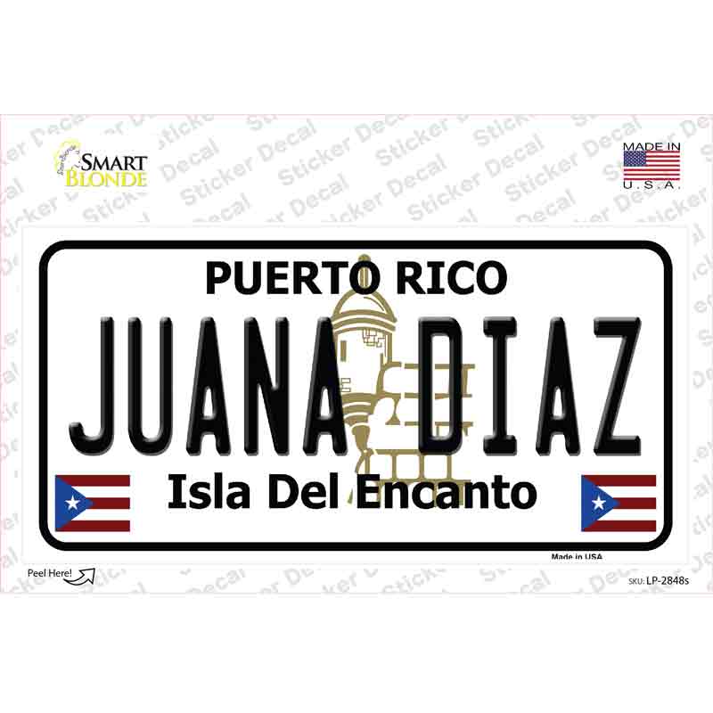 LP-2848s-M Juana Diaz Puerto Rico Novelty Sticker Decal - Medium