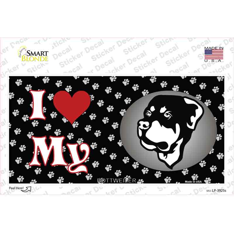 LP-3925s-M I Love My Rottweiler Novelty Sticker Decal - Medium