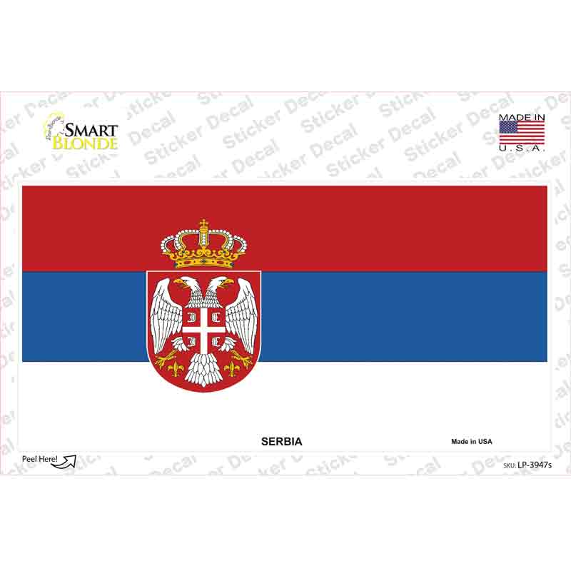 LP-3947s-M Serbia Eagle Flag Novelty Sticker Decal - Medium