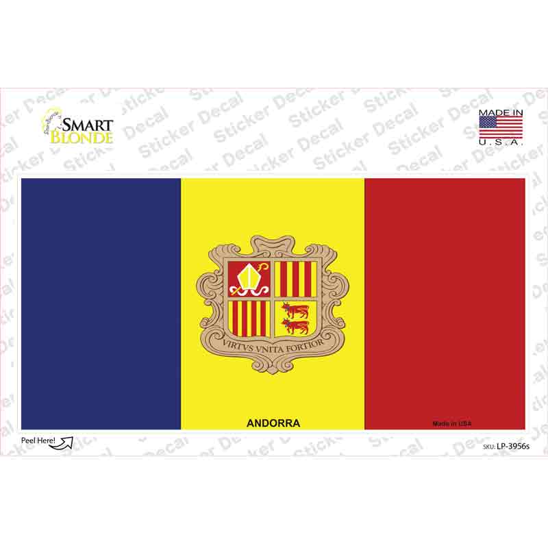 LP-3956s-M Andorra Flag Novelty Sticker Decal - Medium