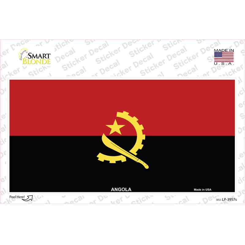 LP-3957s-M Angola Flag Novelty Sticker Decal - Medium