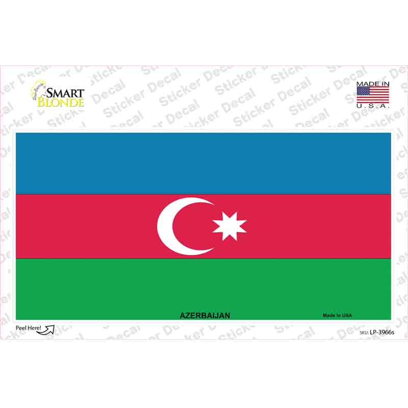 LP-3966s-M Azerbaijan Flag Novelty Sticker Decal - Medium