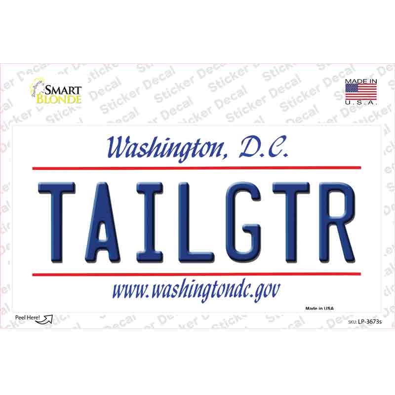 LP-3673s-M Tailgtr Washington DC Novelty Sticker Decal - Medium