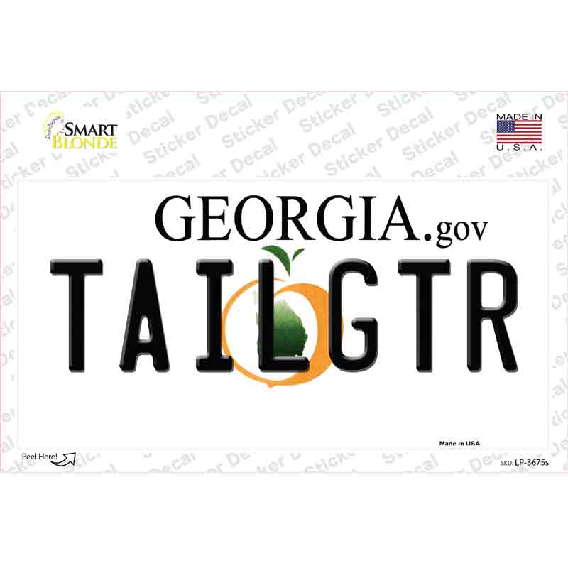 LP-3675s-M Tailgtr Georgia Novelty Sticker Decal - Medium