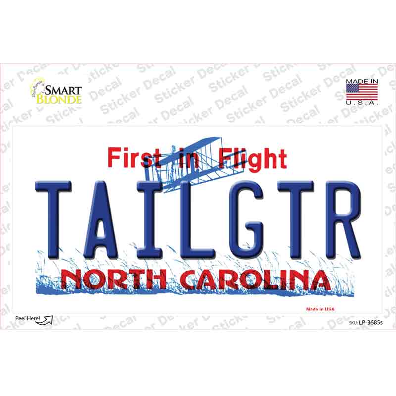 LP-3685s-M Tailgtr North Carolina Novelty Sticker Decal - Medium