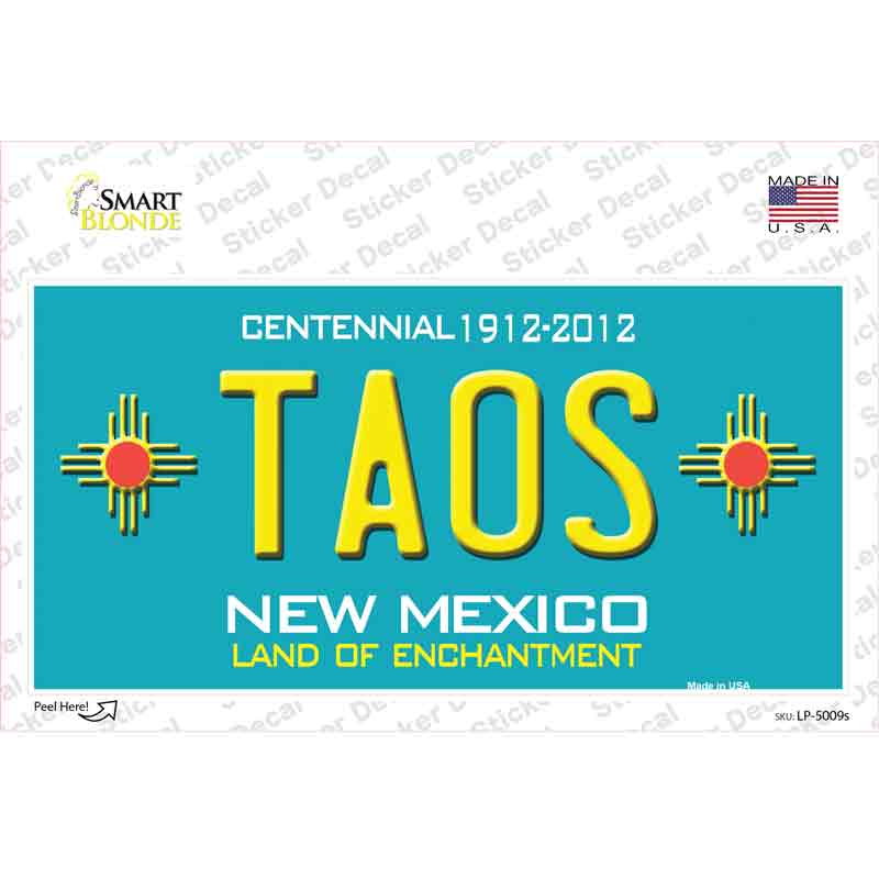 LP-5009s-M Taos Teal   Mexico Novelty Sticker Decal - Medium