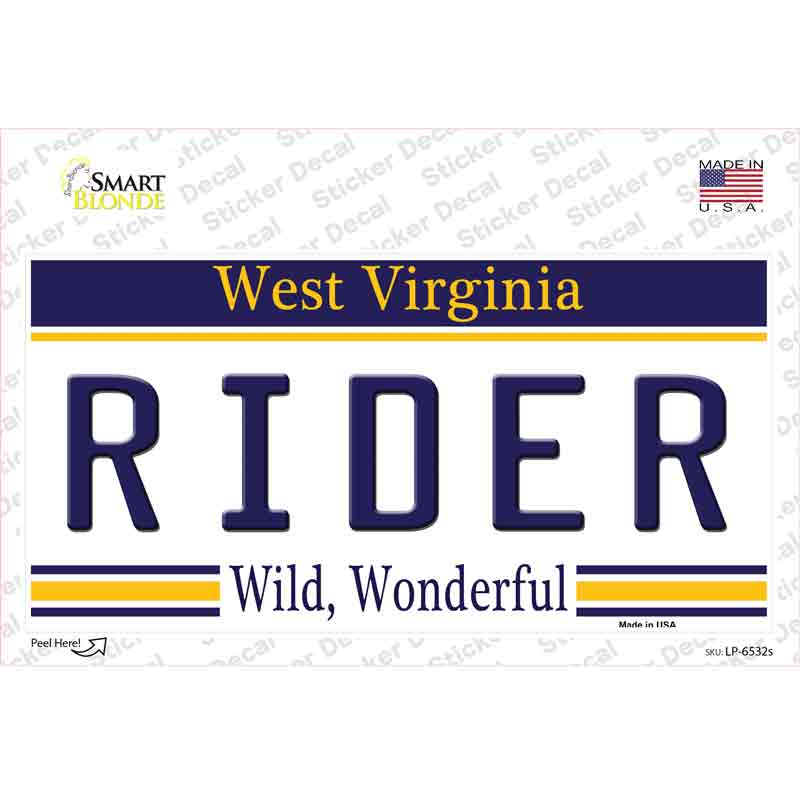 LP-6532s-M Rider West Virginia Novelty Sticker Decal - Medium