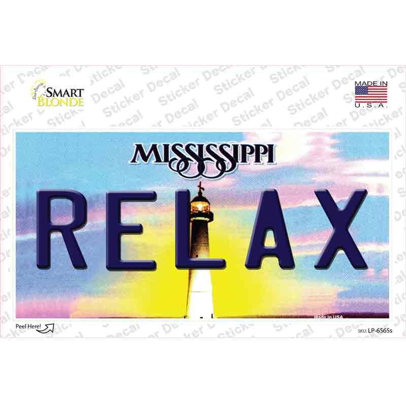 LP-6565s-M Relax Mississippi Novelty Sticker Decal - Medium