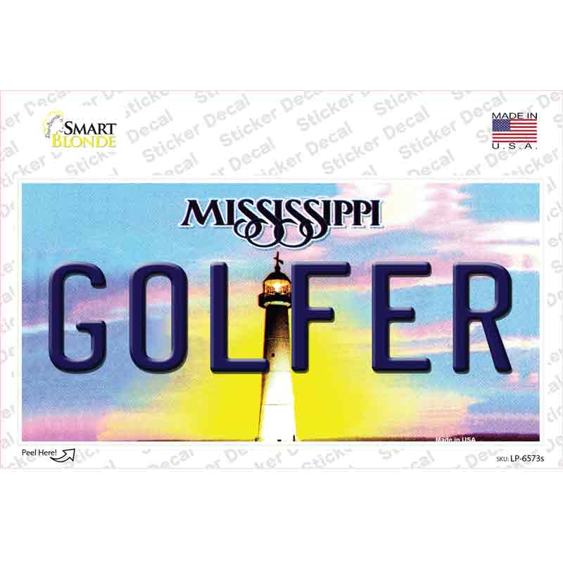 LP-6573s-M Golfer Mississippi Novelty Sticker Decal - Medium