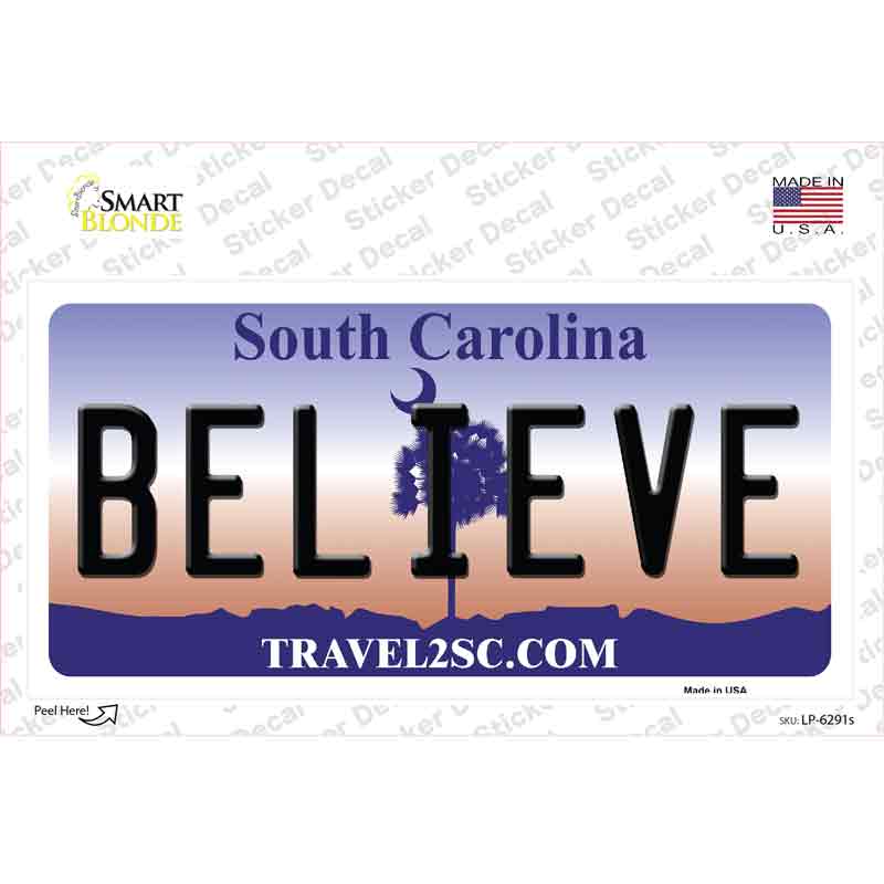 LP-6291s-M Believe South Carolina Novelty Sticker Decal - Medium