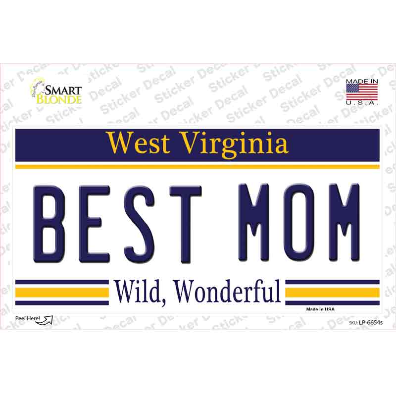 LP-6654s-M Best Mom West Virginia Novelty Sticker Decal - Medium