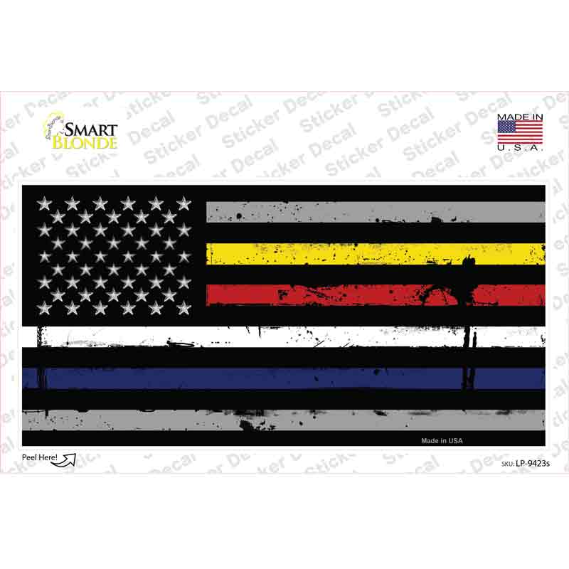 LP-9423s-M American Flag Police, Fire & EMS Novelty Sticker Decal - Medium