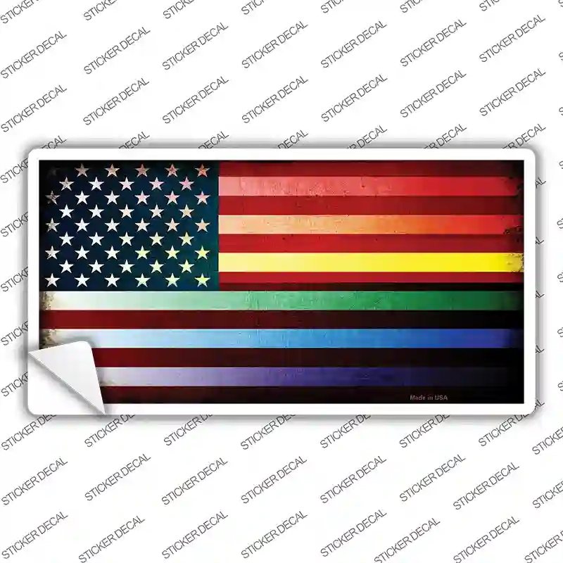 LP-9002s-L American Flag Rainbow Novelty Sticker Decal - Large