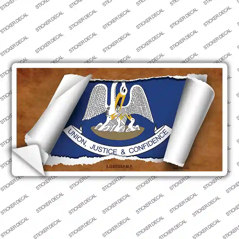 LP-9024s-S Louisiana Flag Scroll Novelty Sticker Decal - Small