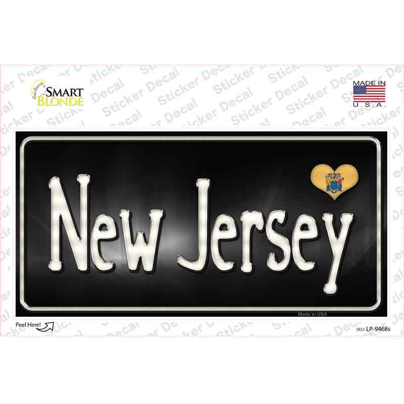 LP-9468s-M   Jersey Flag Script Novelty Sticker Decal - Medium