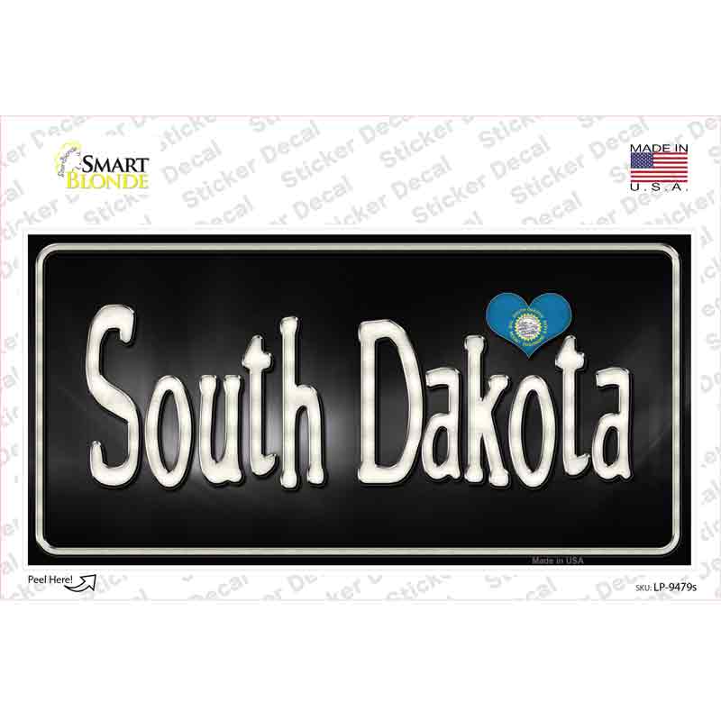 LP-9479s-M South Dakota Flag Script Novelty Sticker Decal - Medium