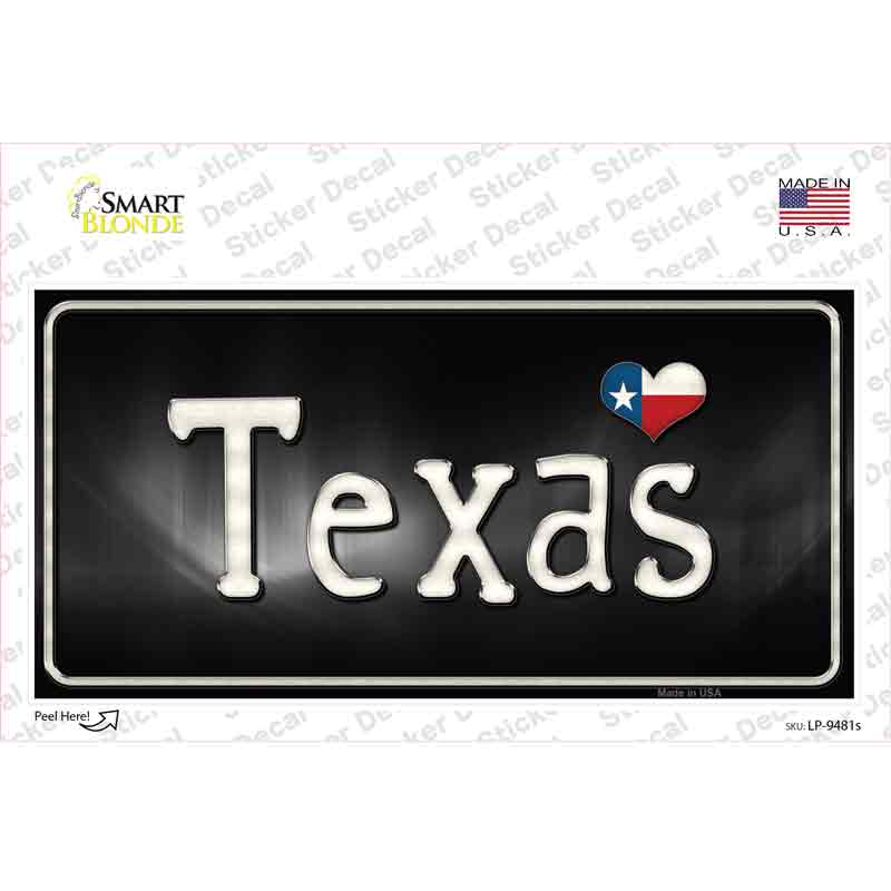 LP-9481s-M Texas Flag Script Novelty Sticker Decal - Medium