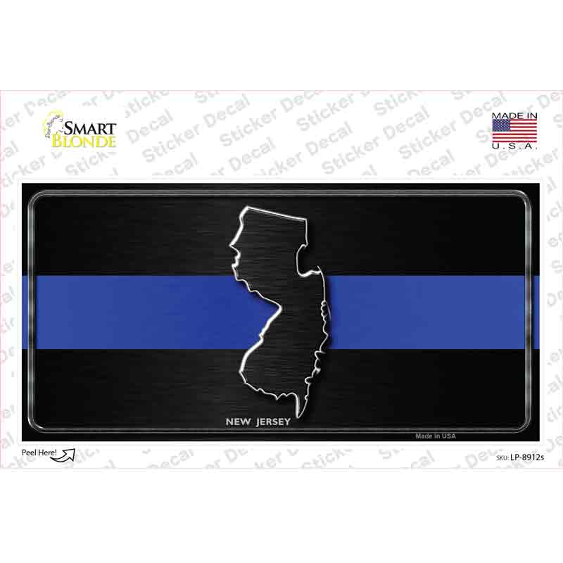 LP-8912s-M   Jersey Thin Blue Line Novelty Sticker Decal - Medium