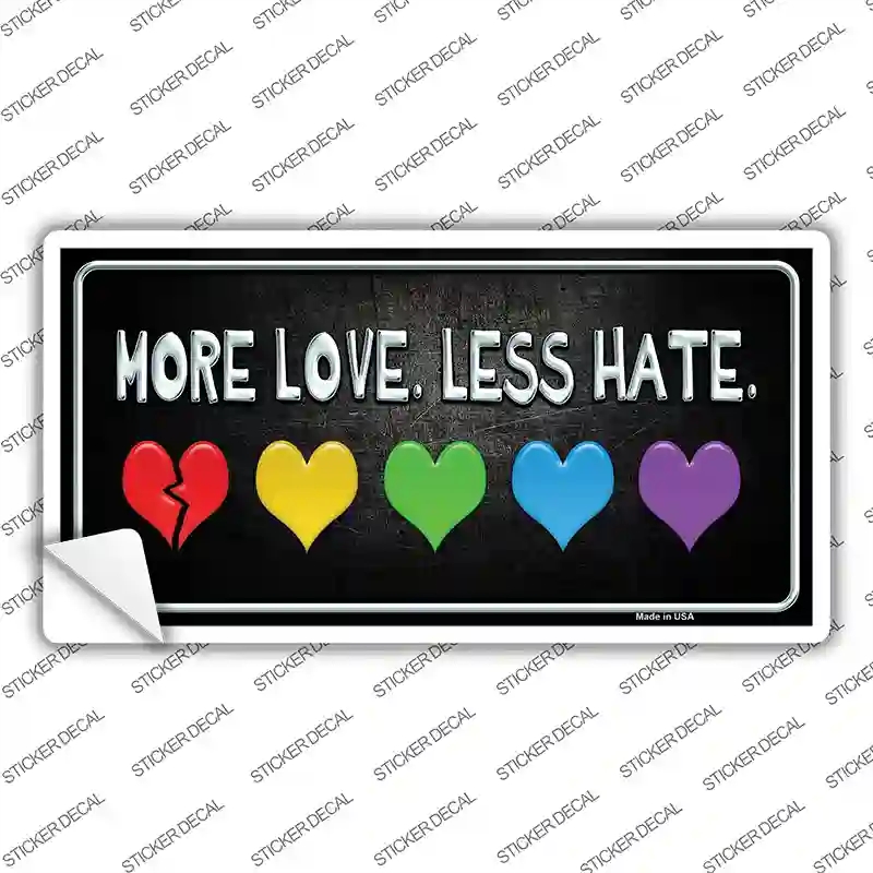 LP-9003s-S More Love Less Hate Rainbow Novelty Sticker Decal - Small