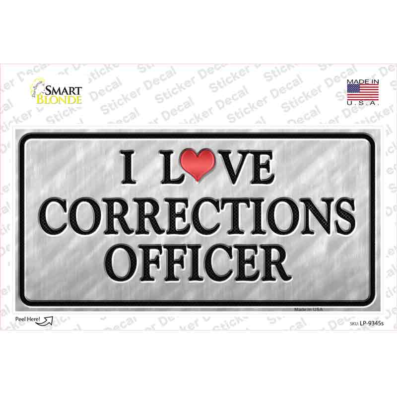 LP-9345s-M I Love Corrections Officer Novelty Sticker Decal - Medium