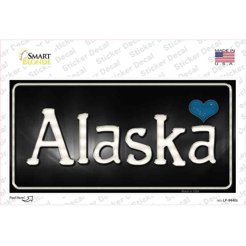 LP-9440s-M Alaska Flag Script Novelty Sticker Decal - Medium