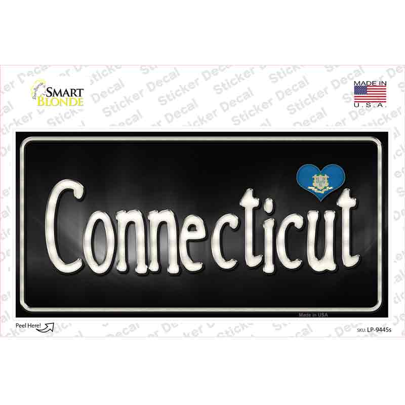 LP-9445s-M Connecticut Flag Script Novelty Sticker Decal - Medium