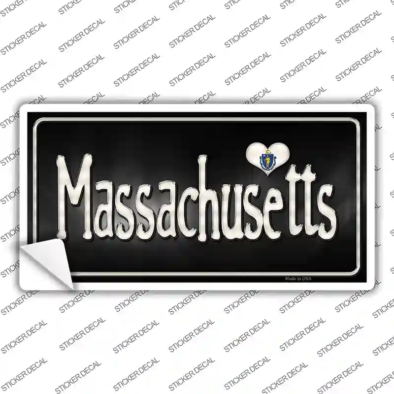 LP-9459s-S Massachusetts Flag Script Novelty Sticker Decal - Small