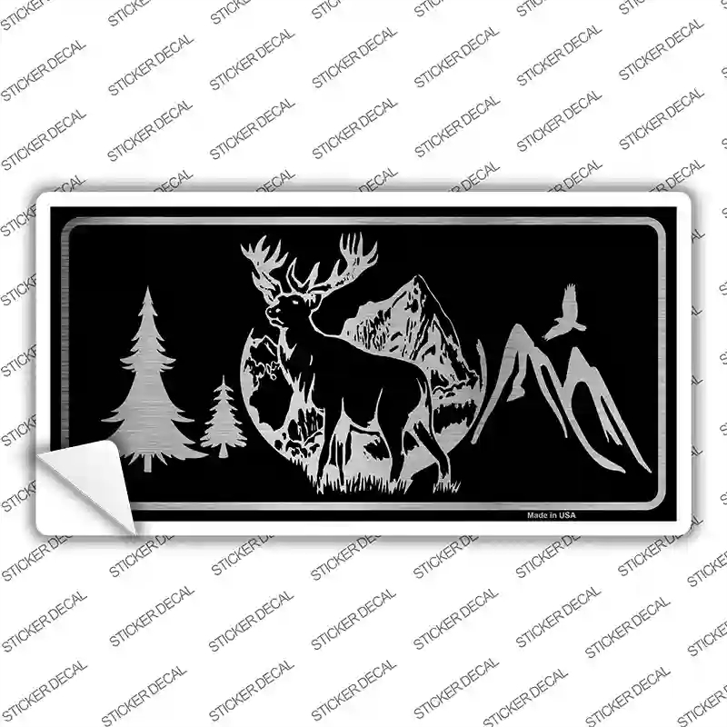 LPC-1069s-L Elk Black Brushed Chrome Novelty Sticker Decal - Large