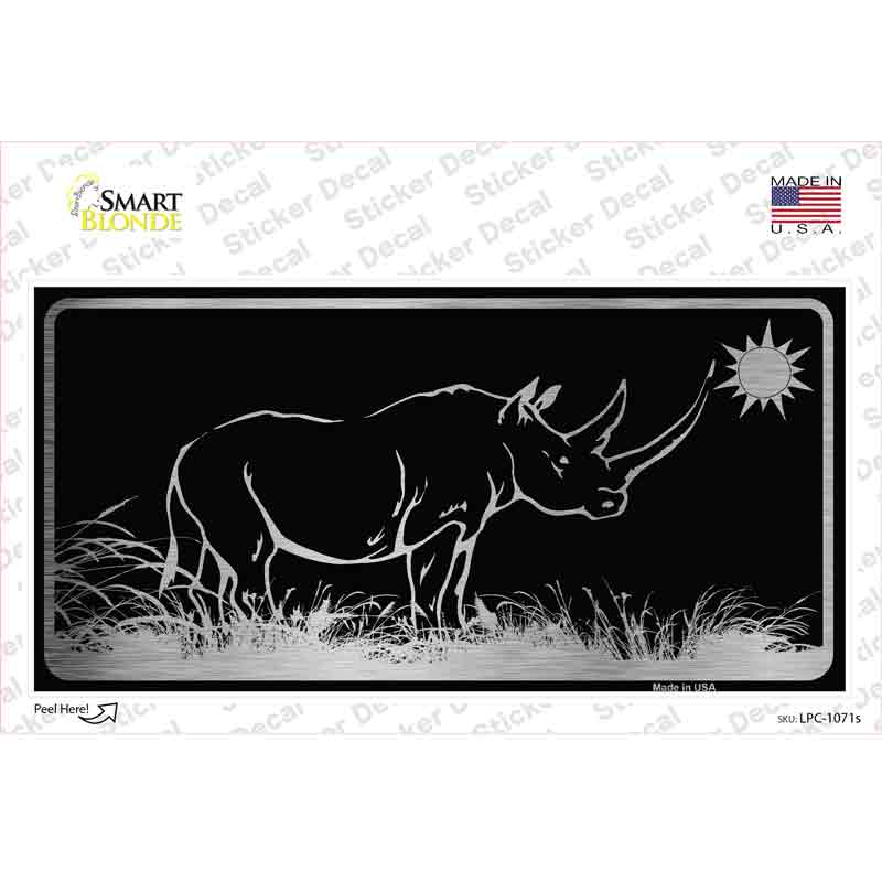 LPC-1071s-M Rhino Black Brushed Chrome Novelty Sticker Decal - Medium