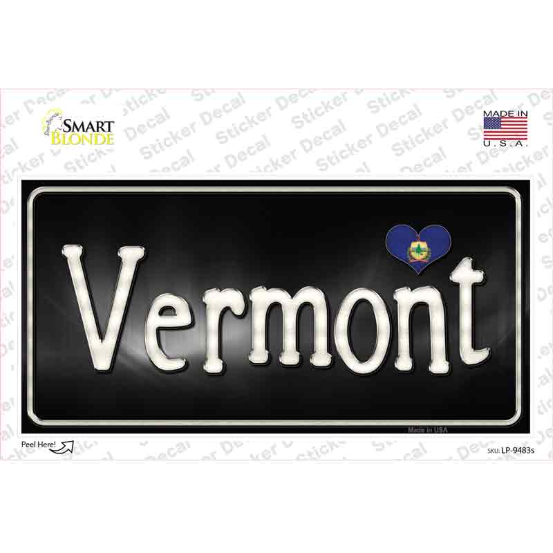 LP-9483s-M Vermont Flag Script Novelty Sticker Decal - Medium