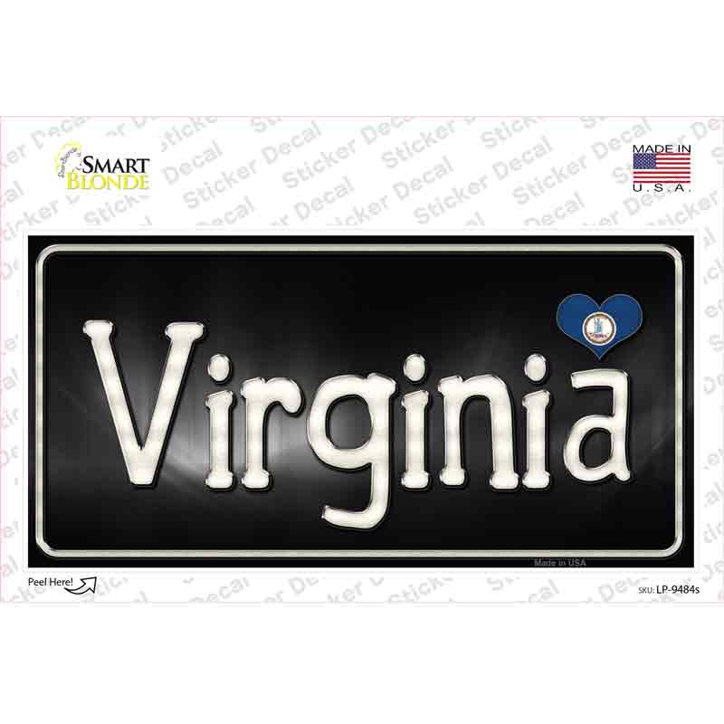 LP-9484s-M Virginia Flag Script Novelty Sticker Decal - Medium