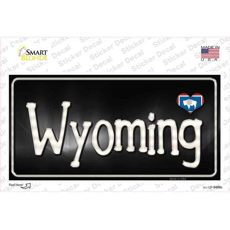 LP-9488s-M Wyoming Flag Script Novelty Sticker Decal - Medium