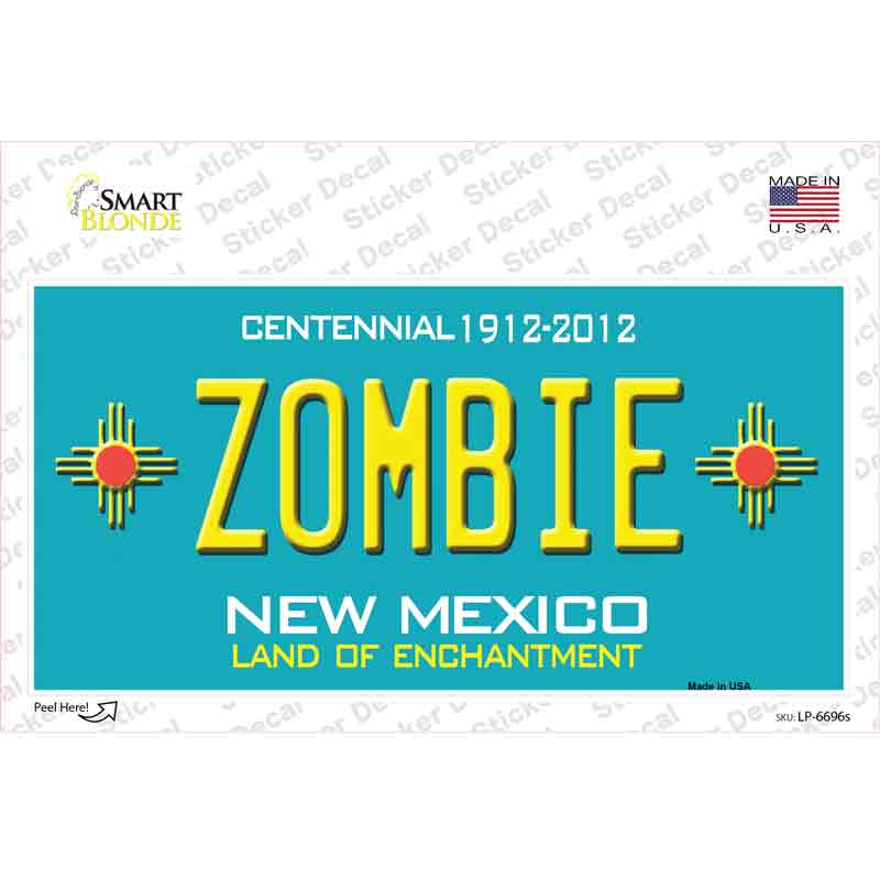 LP-6696s-M Zombie   Mexico Novelty Sticker Decal - Medium