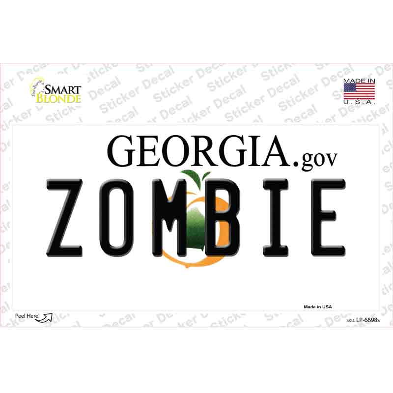 LP-6698s-M Zombie Georgia Novelty Sticker Decal - Medium