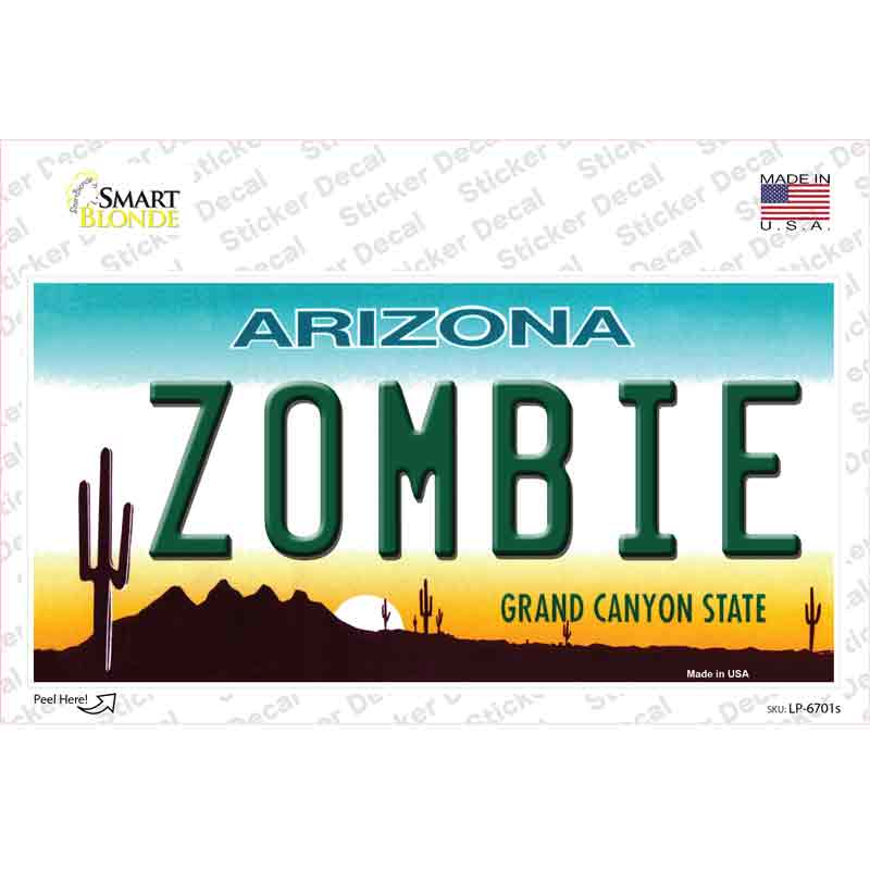 LP-6701s-M Zombie Arizona Novelty Sticker Decal - Medium