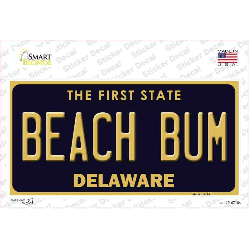 LP-6710s-M Beach Bum Delaware Novelty Sticker Decal - Medium