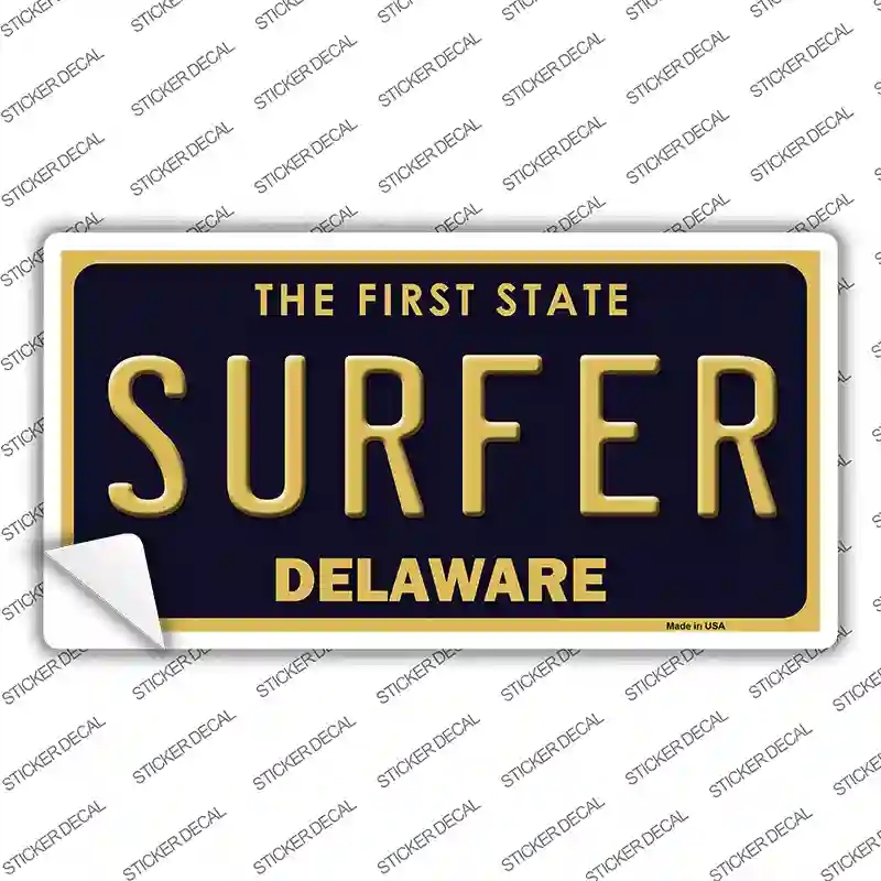 LP-6713s-L Surfer Delaware Novelty Sticker Decal - Large