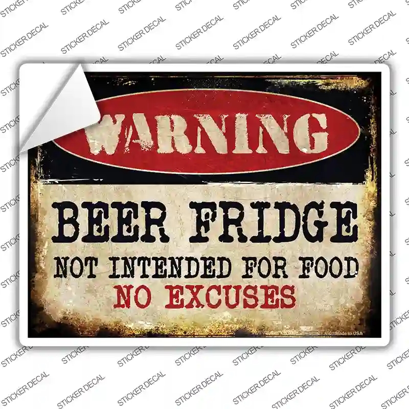 P-1324s-L Beer Fridge Novelty Rectangle Sticker Decal - Large