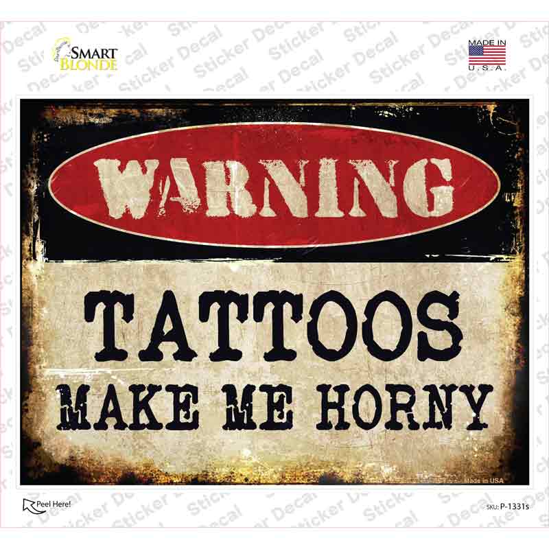 P-1331s-M Tattoos Novelty Rectangle Sticker Decal - Medium