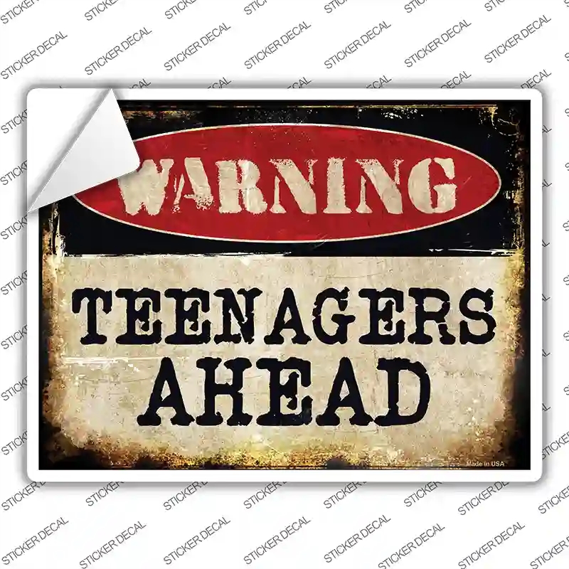 P-1332s-L Teenagers Ahead Novelty Rectangle Sticker Decal - Large