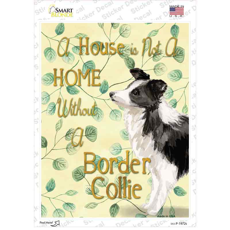 P-1972s-M Not A Home Without A Border Collie Novelty Rectangle Sticker Decal - Medium