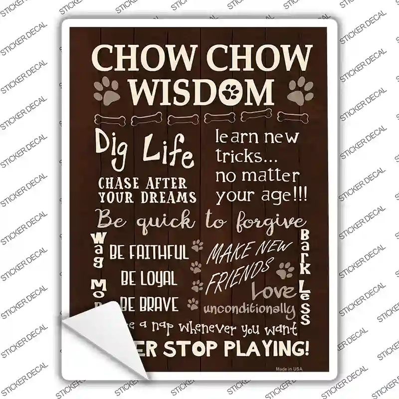 P-1653s-L Chow Chow Wisdom Novelty Rectangle Sticker Decal - Large