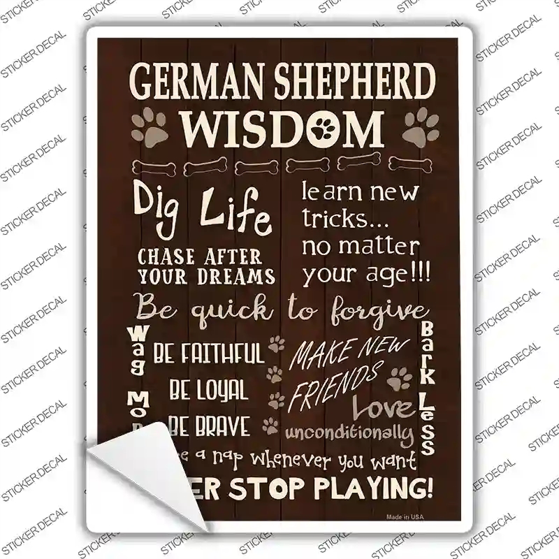 P-1657s-L German Shepherd Wisdom Novelty Rectangle Sticker Decal - Large