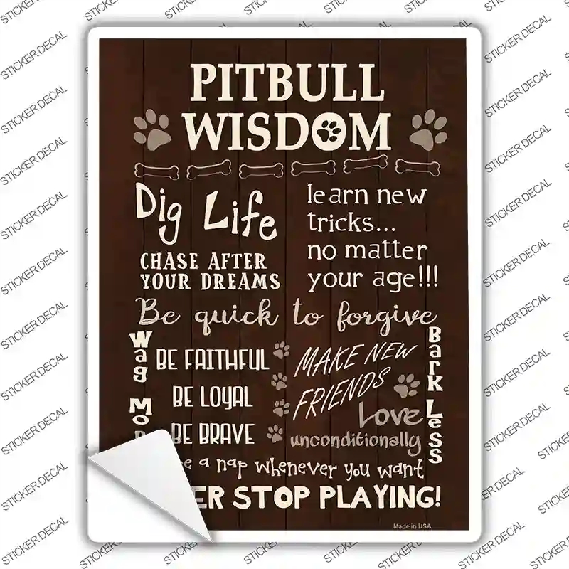 P-1662s-XL Pitbull Wisdom Novelty Rectangle Sticker Decal - Extra Large