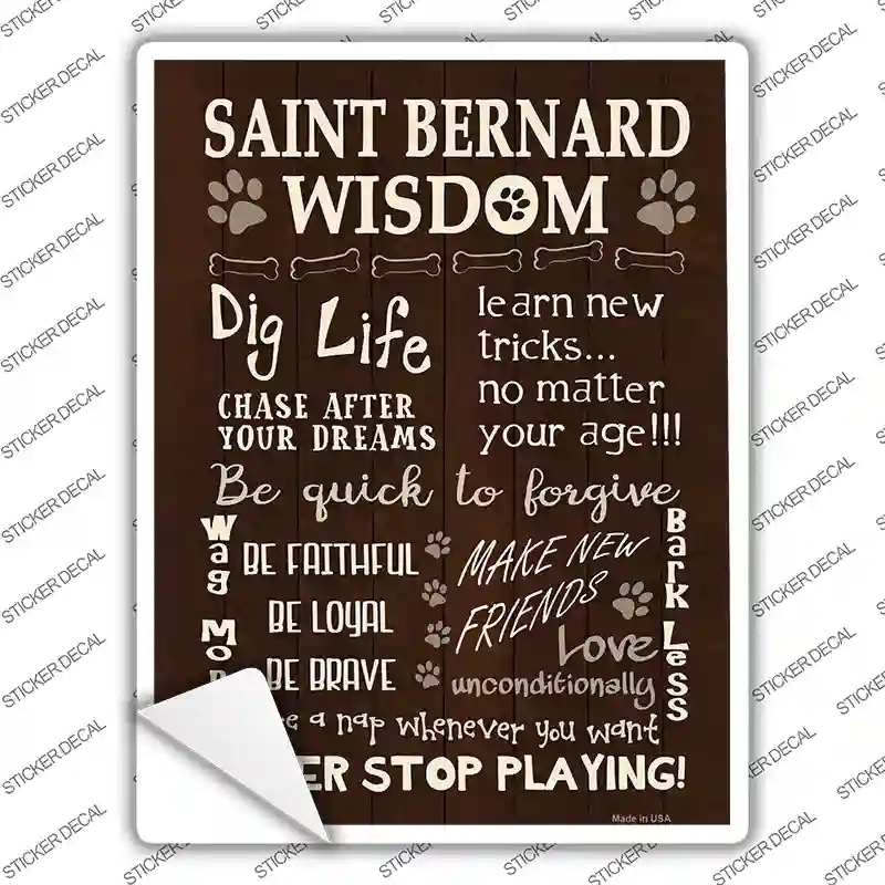 P-1664s-XL Saint Bernard Wisdom Novelty Rectangle Sticker Decal - Extra Large