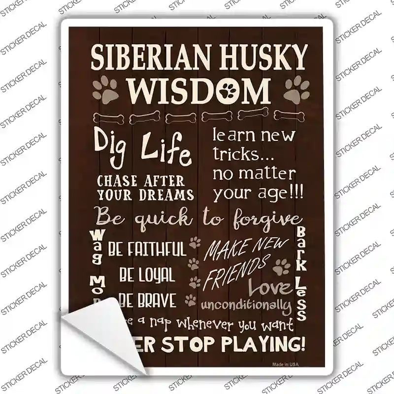P-1666s-S Siberian Husky Wisdom Novelty Rectangle Sticker Decal - Small